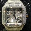 Santos De Cartier Skeleton Iced Out with Moissanite WHSA0015