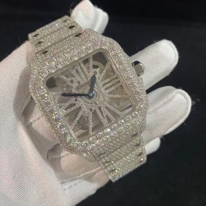 Cartier skeleton moissanite watch
